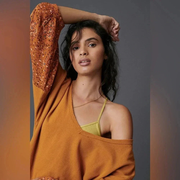 Anthropologie Rust Orange Boho Oversized Annette Top Blouse Size XS - Picture 1 of 9